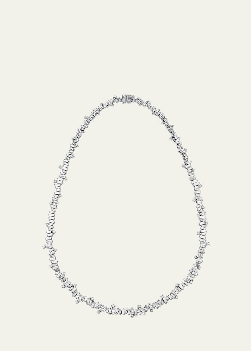 Suzanne Kalan 18K White Gold Baguette and Round Tennis Necklace
