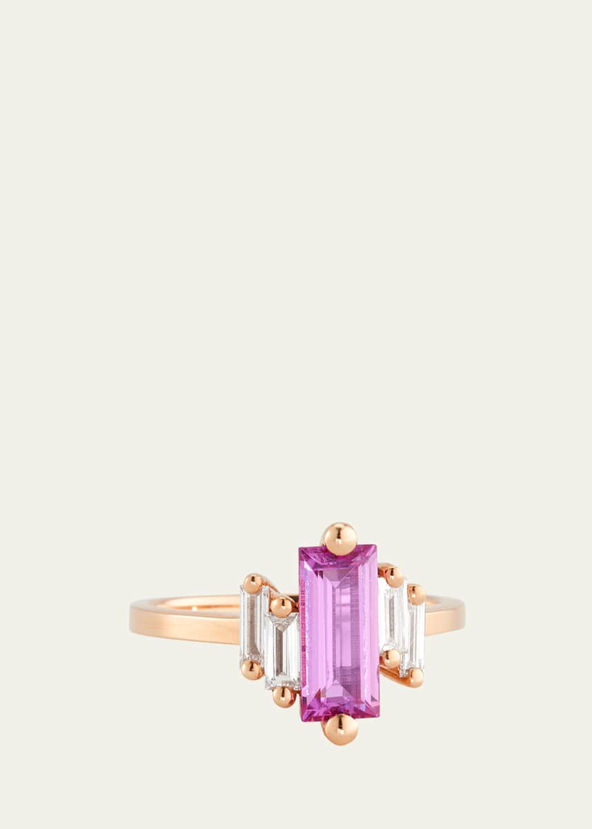 Suzanne Kalan 18K Rose Gold OAK Pink Sapphire Ring with White Diamonds
