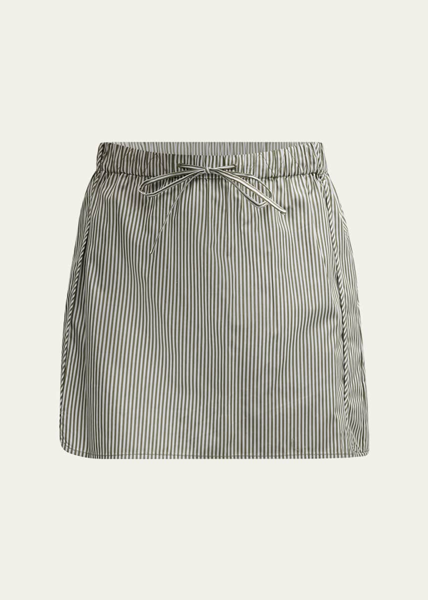 SIMKHAI Shiori Drawstring Cotton Stripe Mini Skirt