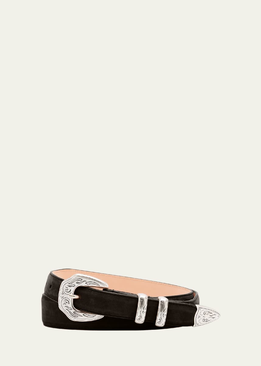 Simonnot Godard Men's Western Nubuck Suede Belt