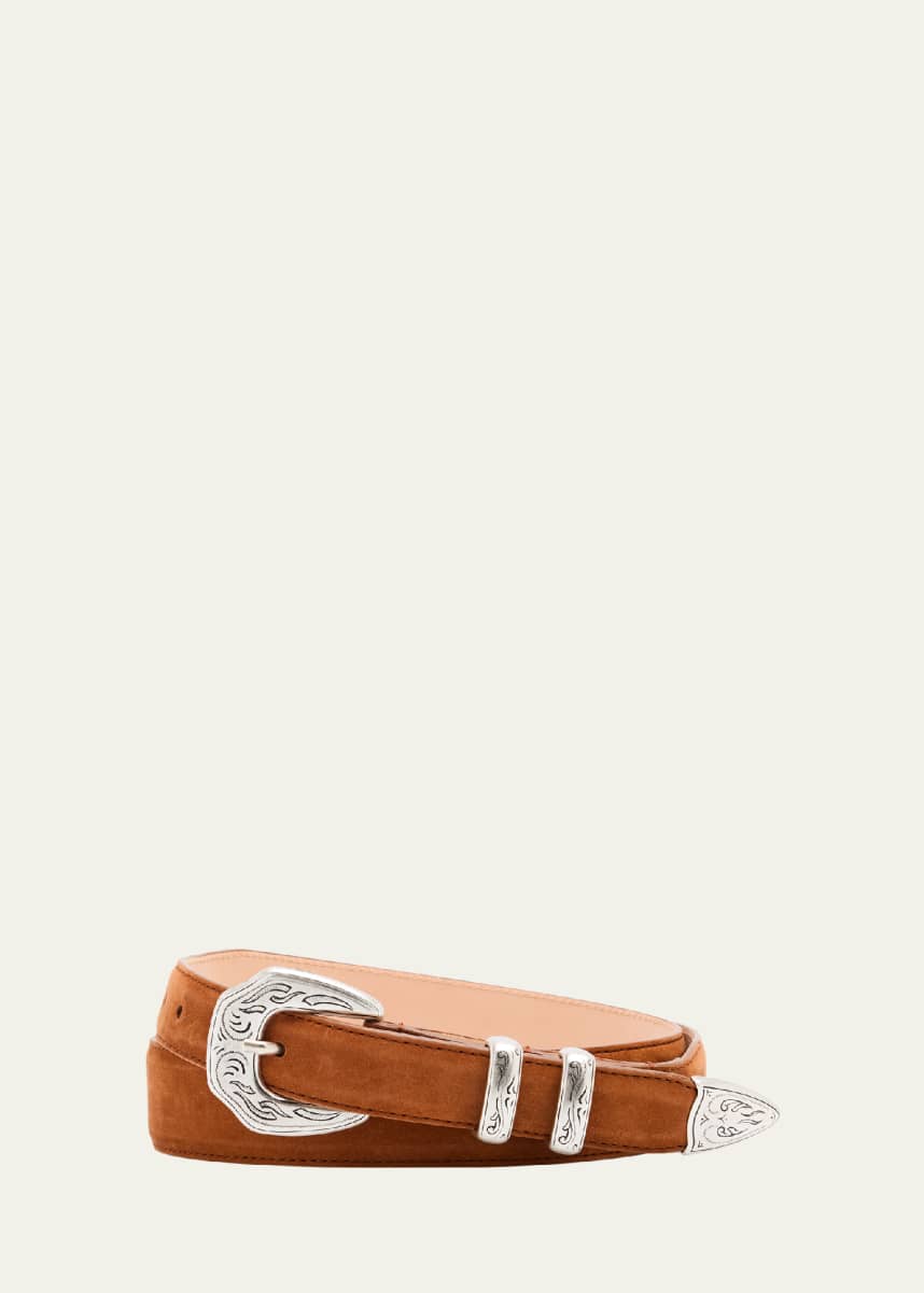 Simonnot Godard Men's Western Nubuck Suede Belt