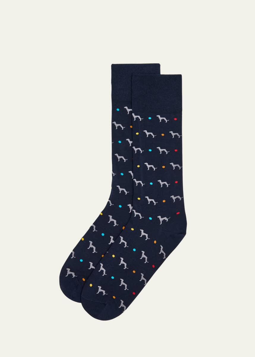 Paul Smith Men's Hank Whippet-Print Crew Socks