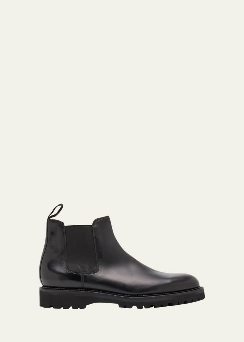 John Lobb Men's Lawry Leather Lug-Sole Chelsea Boots