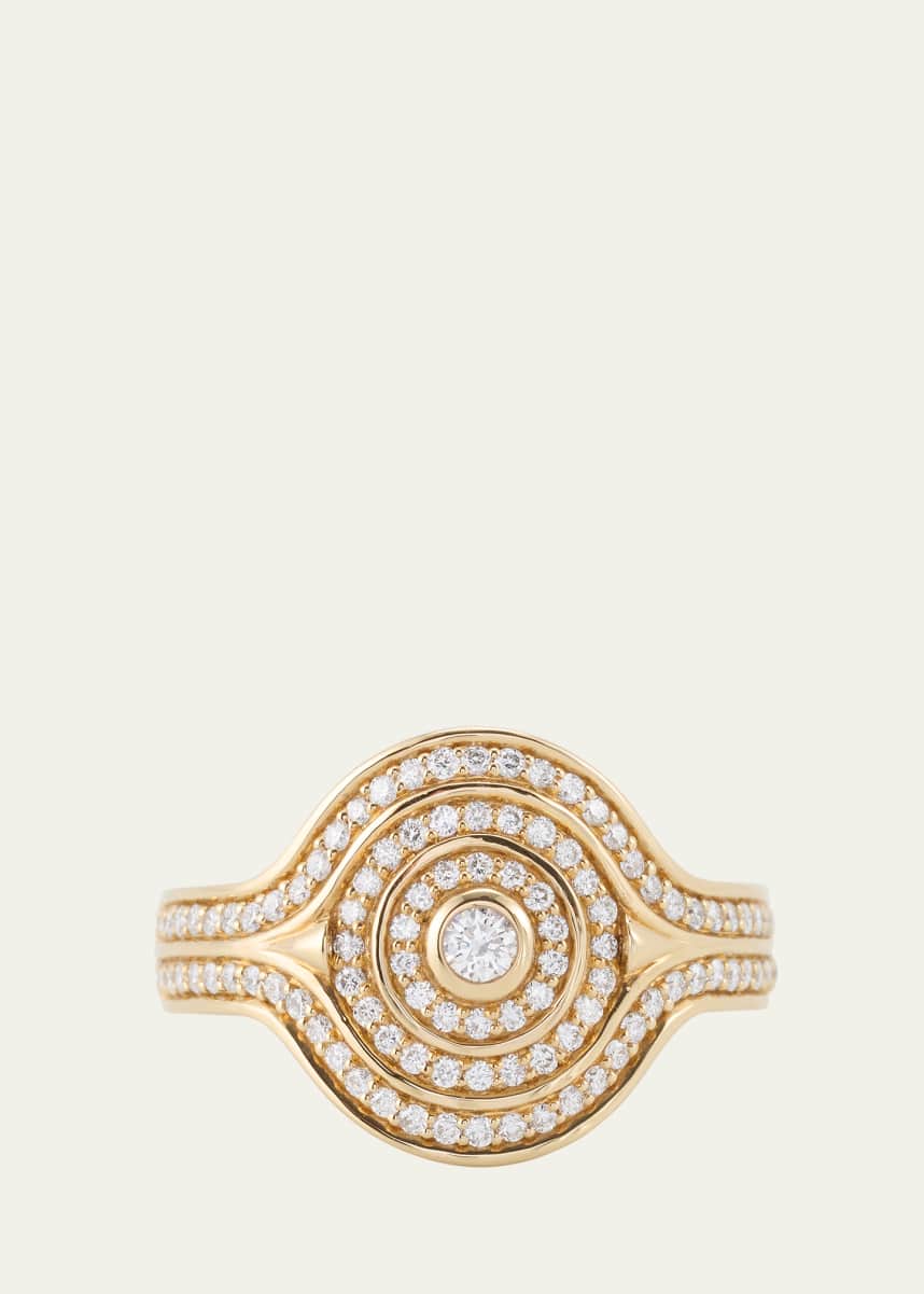 ALMASIKA 18K Yellow Gold Universum Pave Diamond Pinky Ring