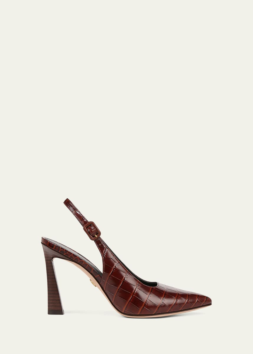 Veronica Beard Callie Leather Cap-Toe Slingback Pumps