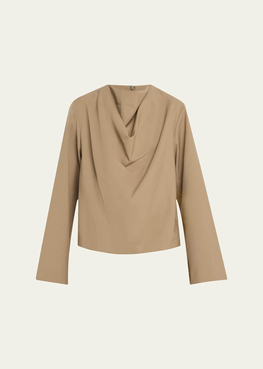 Rohe Draped Long-Sleeve Wool Top