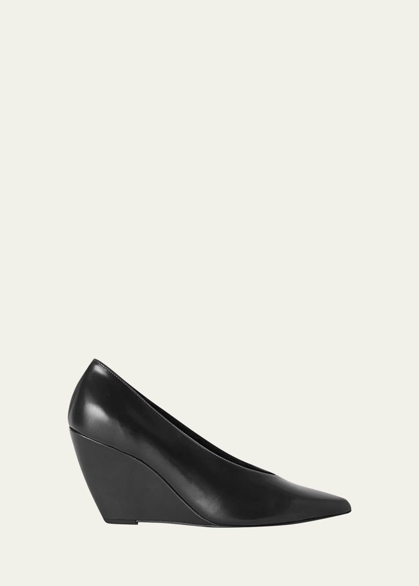 Loro Piana Viola Leather Wedge Pumps