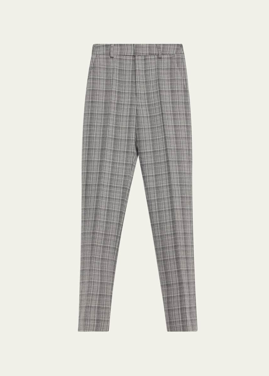 MERYLL ROGGE Plaid Straight Wool Tuxedo Pants