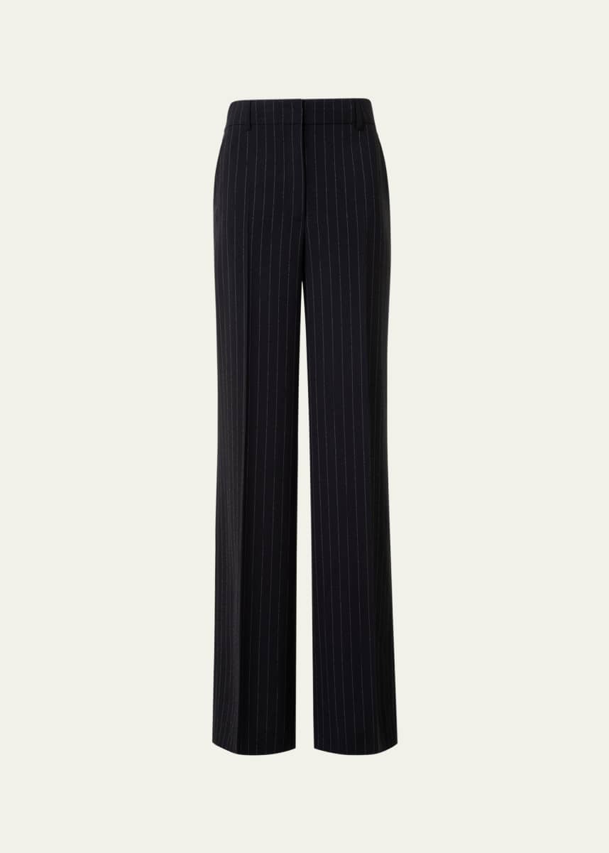 Akris punto Pinstripe Straight Wool Trousers