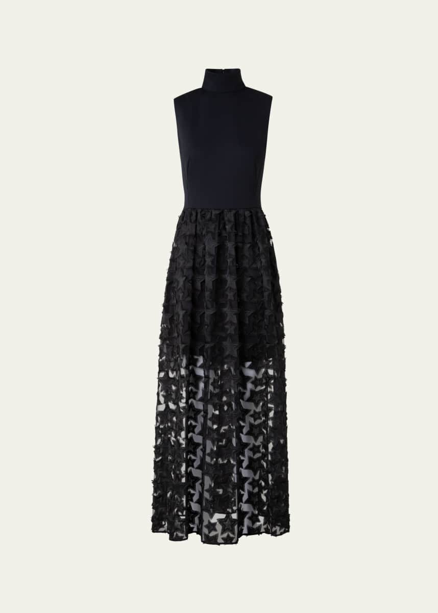 Akris punto 3D Star Embroidered High-Neck Dress