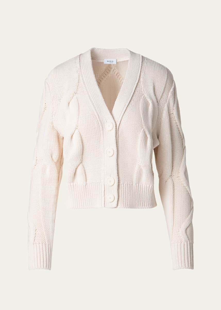 Akris punto V-Neck Cable Cardigan