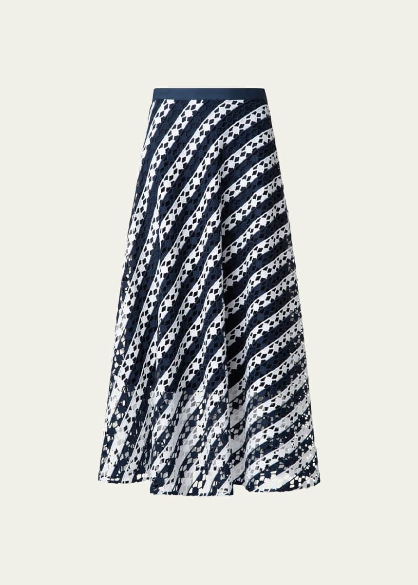 Akris punto Two-Tone Lace Midi Skirt