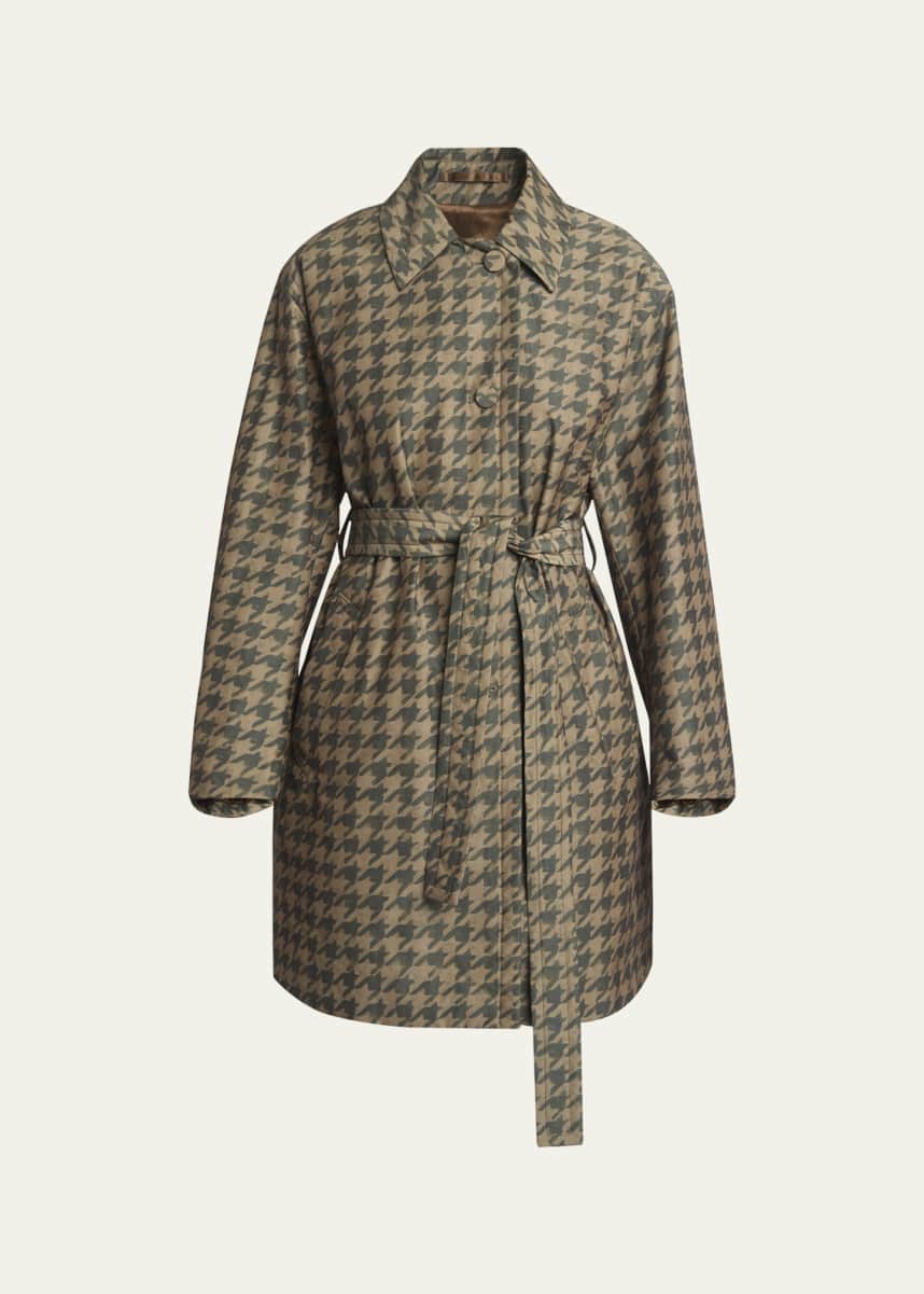 Dries Van Noten Ramblas Houndstooth Belted Trench Coat