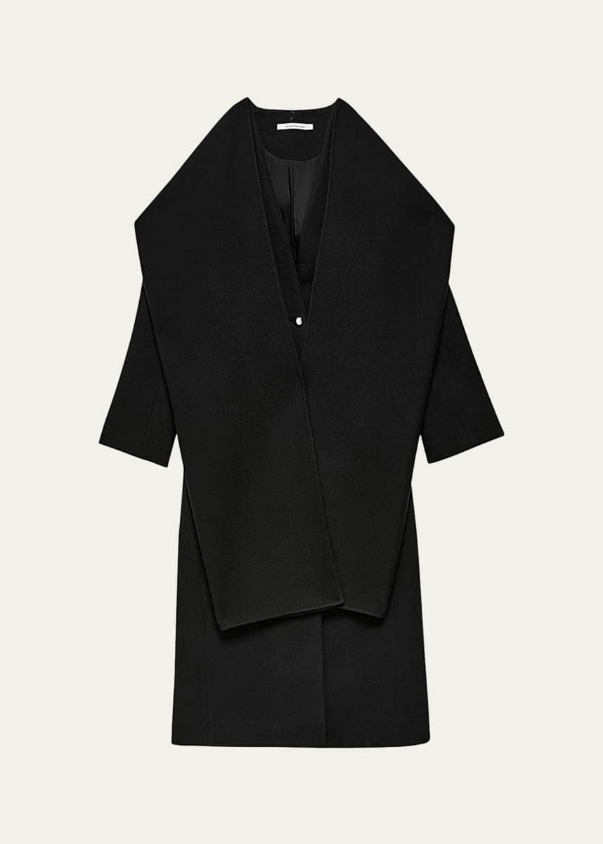 Another Tomorrow Long Deep V Scarf Cashmere Coat