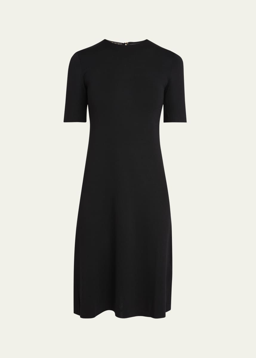 Loro Piana Lyskamm Short-Sleeve Silk Dress
