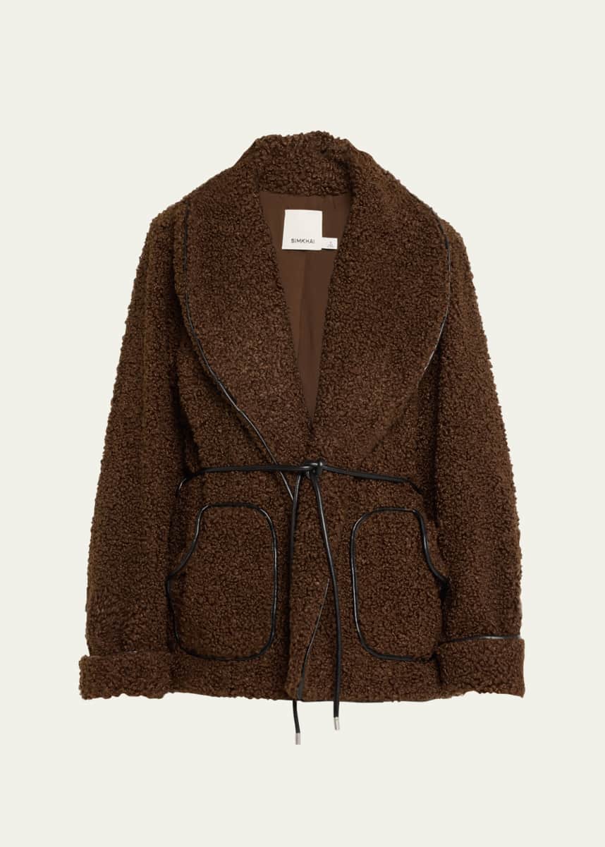 SIMKHAI Kimia Faux Fur Tie Waist Jacket