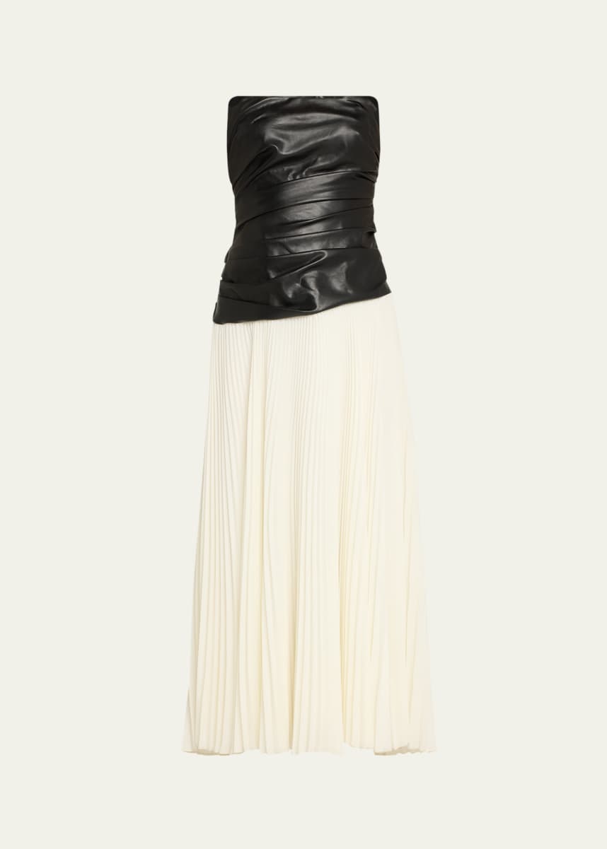 SIMKHAI Arie Strapless Bustier Combo Midi Dress