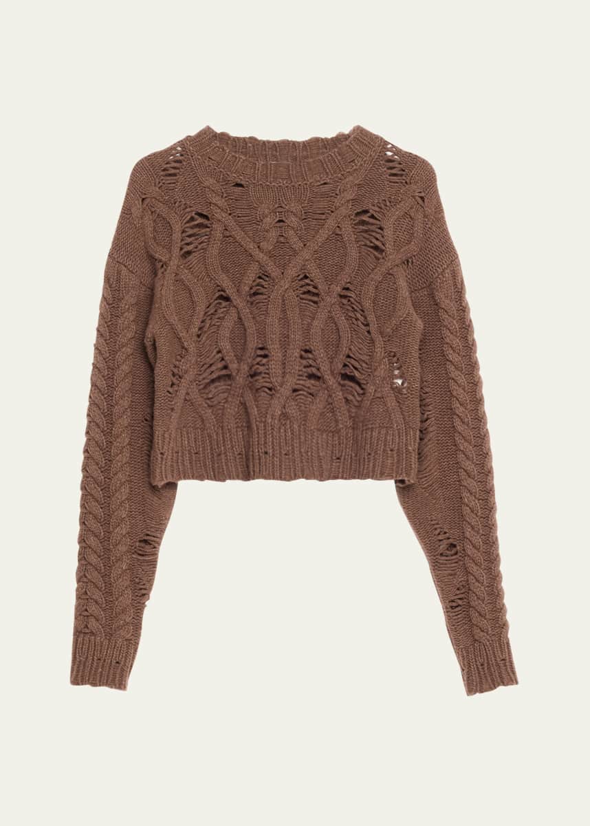 Aisling Camps Distress Crop Cable Wool Cashmere Sweater