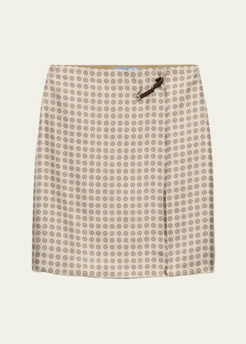 Prada Geometric Print Silk Twill Mini Skirt