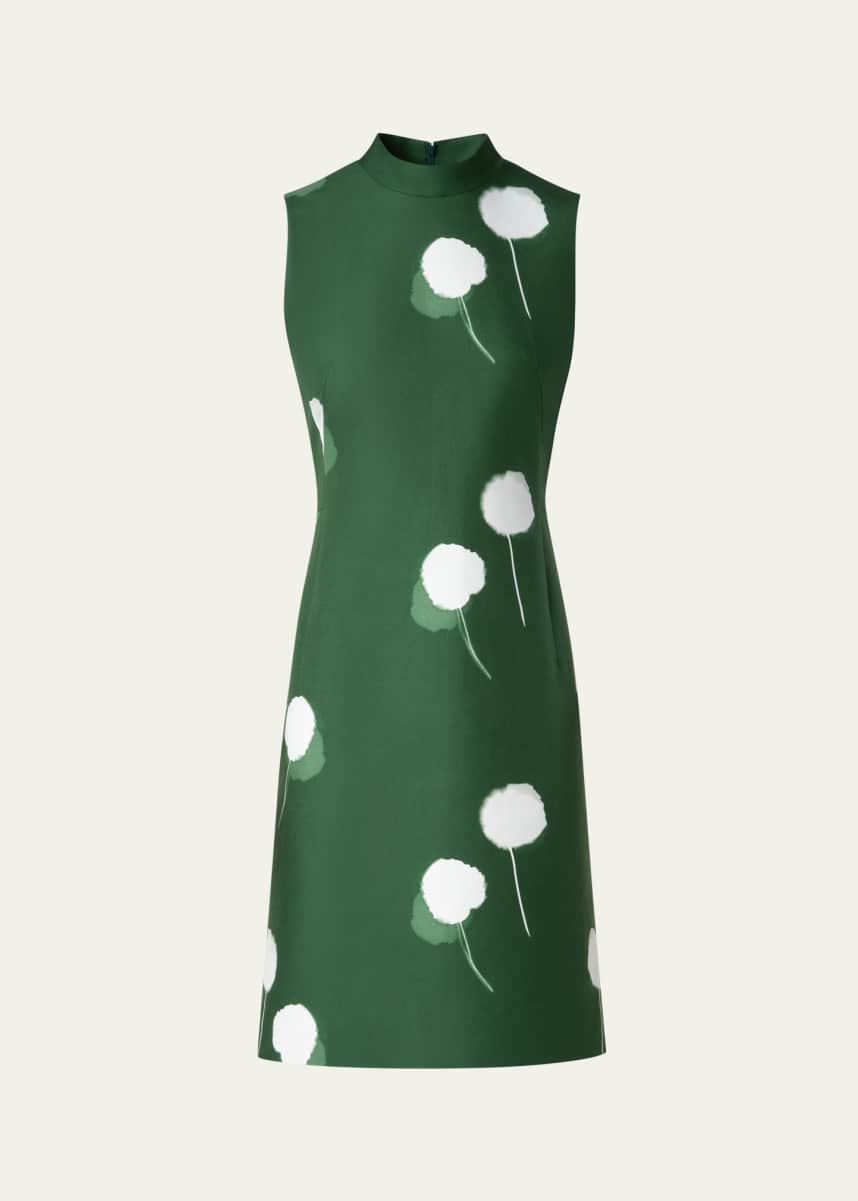 Akris Windflower-Print Sleeveless Cotton-Silk Dress