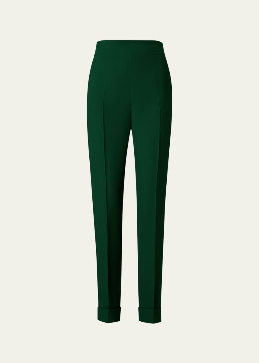 Akris Chris Crepe Tapered-Leg Cuffed Pants