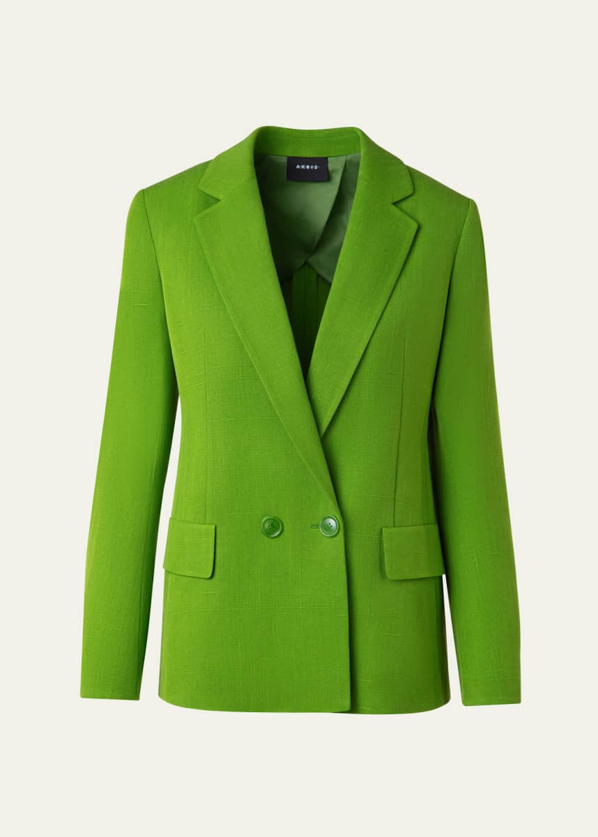 Akris William Boyfriend Double-Breasted Silk Blazer