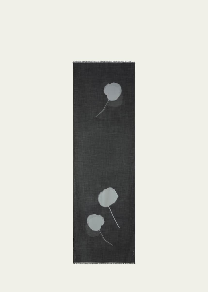 Akris Windflower Print Cashmere-Silk Scarf
