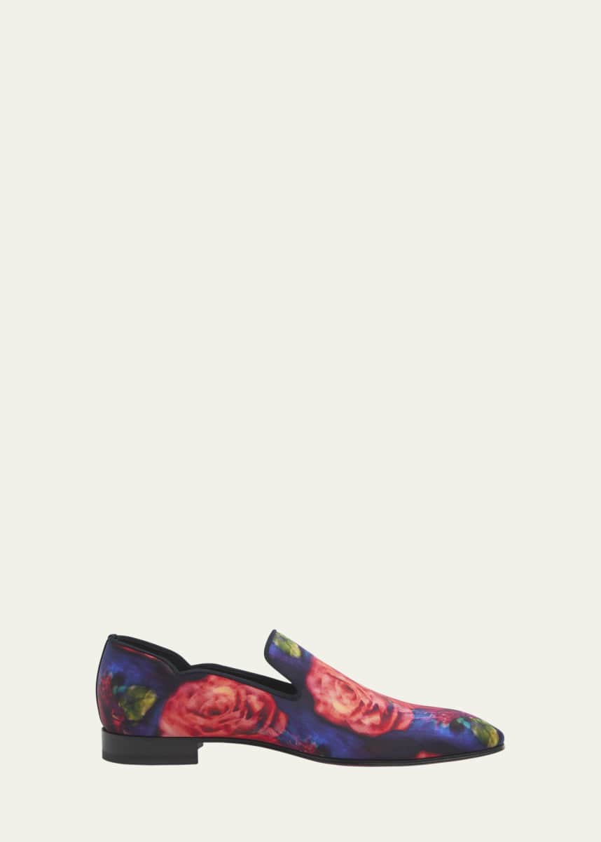 Christian Louboutin Men's Dandy Chick Roses Satin Loafers
