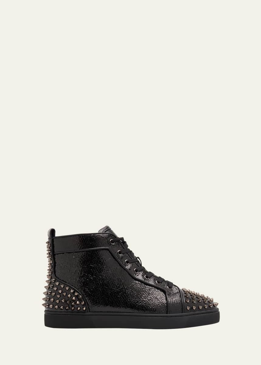 Christian Louboutin Men's Lou Spikes 2 Leather High-Top Sneakers