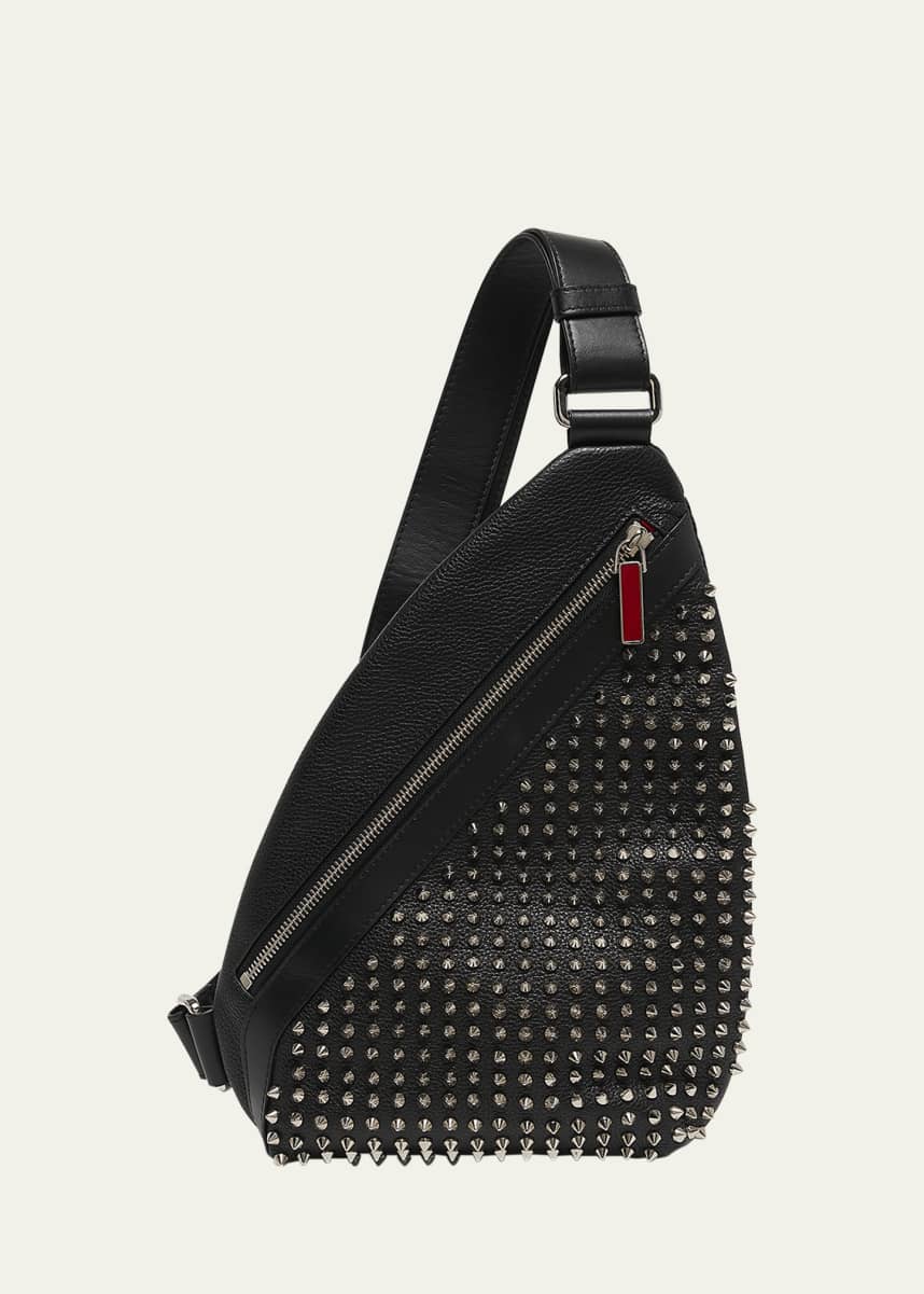 Christian Louboutin Men's Funky Leather Empire Spikes Sling Bag