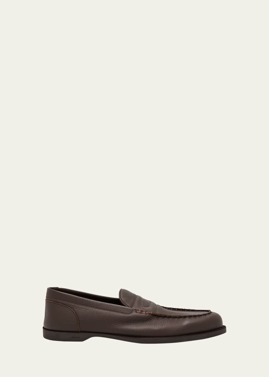 John Lobb Men's Pace Grained Leather Penny Loafers