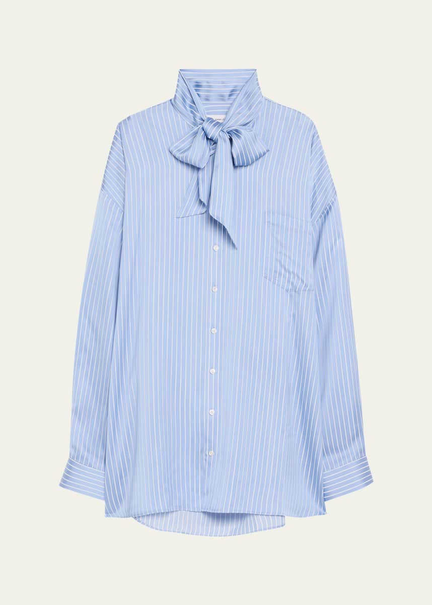 Marie Adam-Leenaerdt Stripe Lavalliere Fitted Back Xxl Shirt