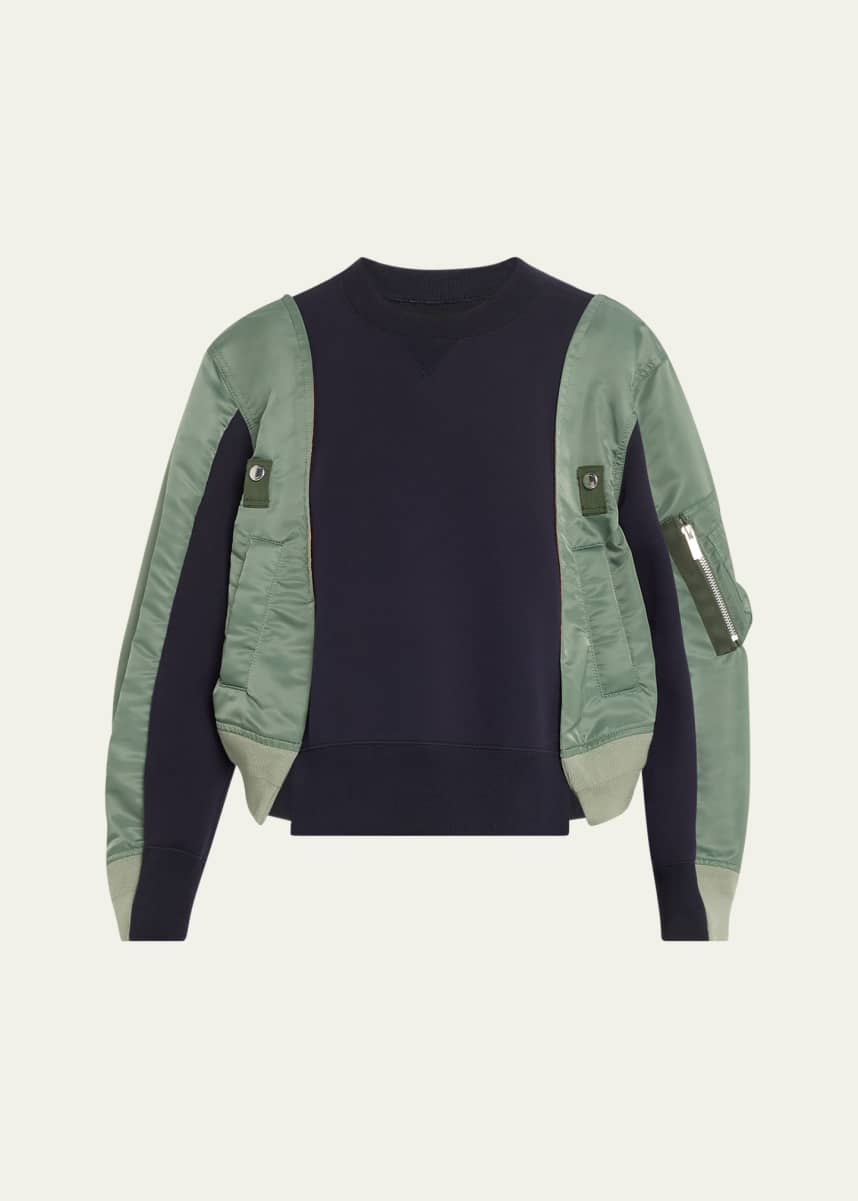 SACAI Mixed-Media Colorblock Sweatshirt