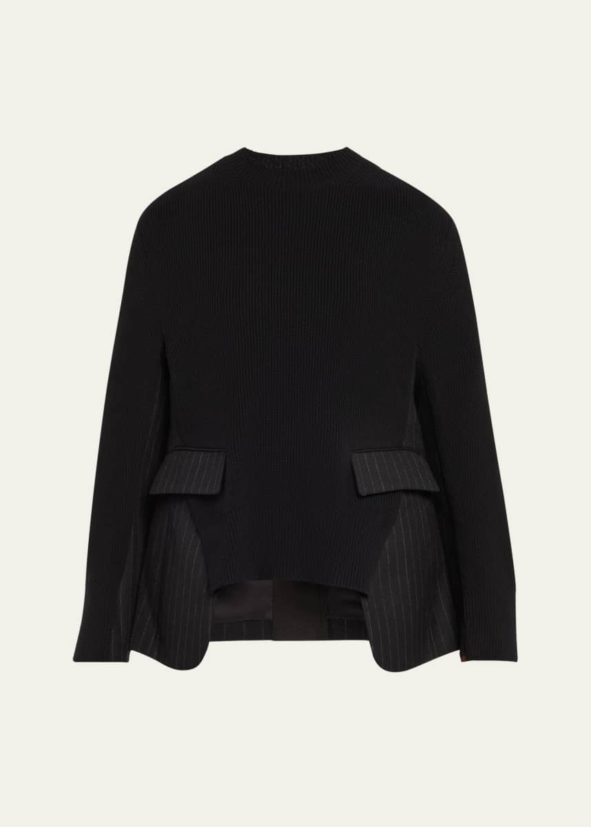 SACAI Hybrid Ribbed Wool Blazer Sweater