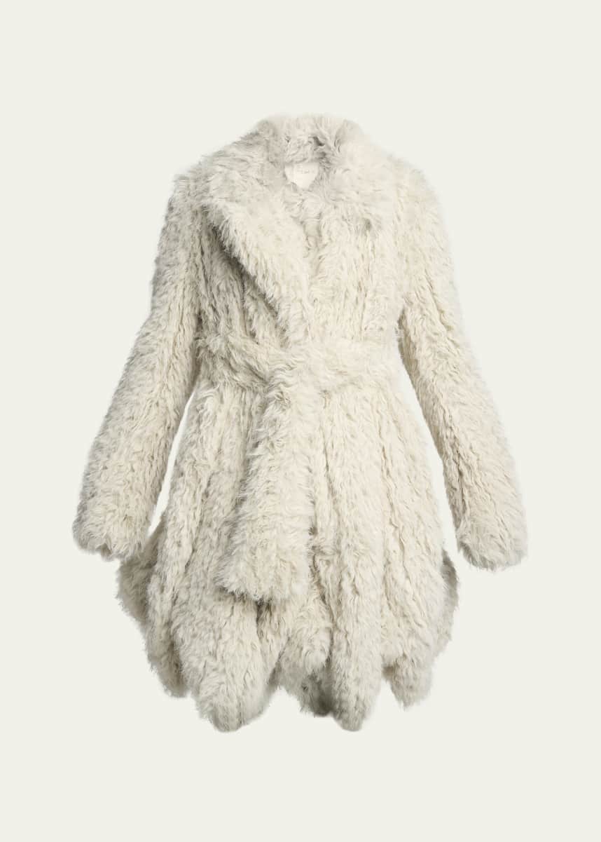 SACAI Faux Fur Belted Coat