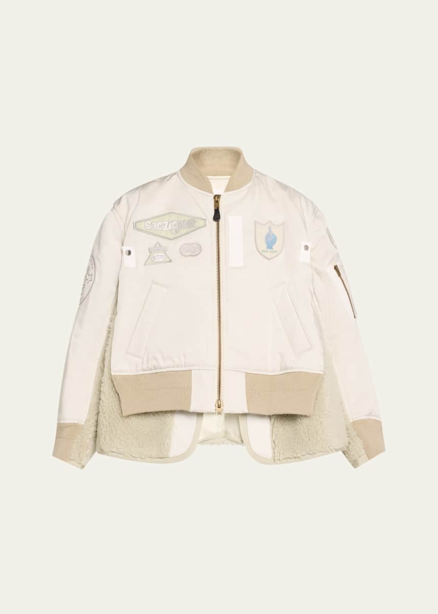 SACAI Spiewak Patch Nylon Shearling Bomber Jacket