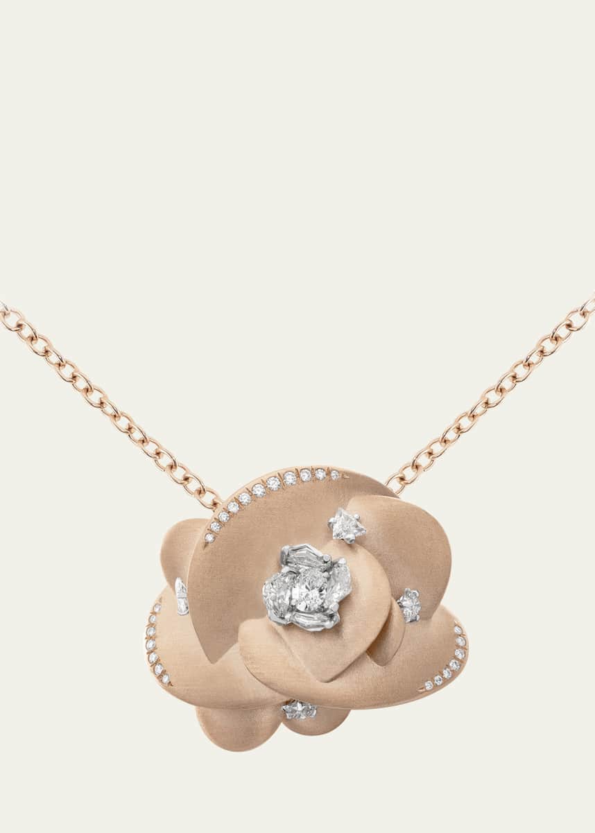 Boghossian Desert Rose 18K Rose Gold Pendant Brooch with Diamonds