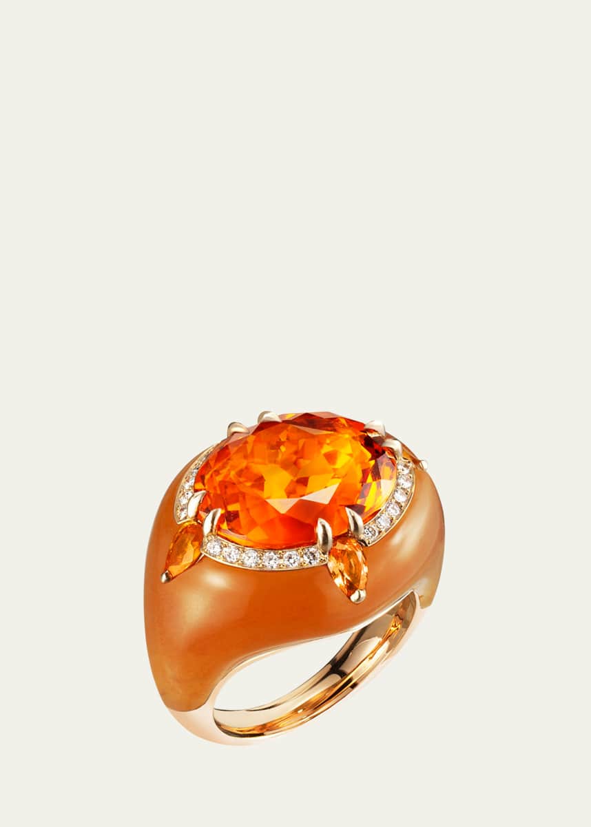 Boghossian Reveal 18K Rose Gold Citrine Palmera and Eosite Statement Ring with Diamonds