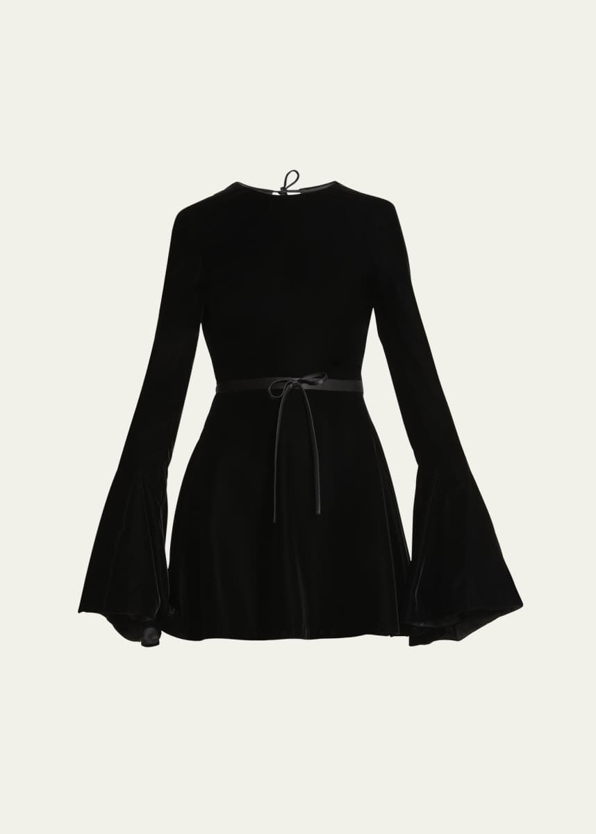 Saint Laurent Open Back Velvet Skater Mini Dress