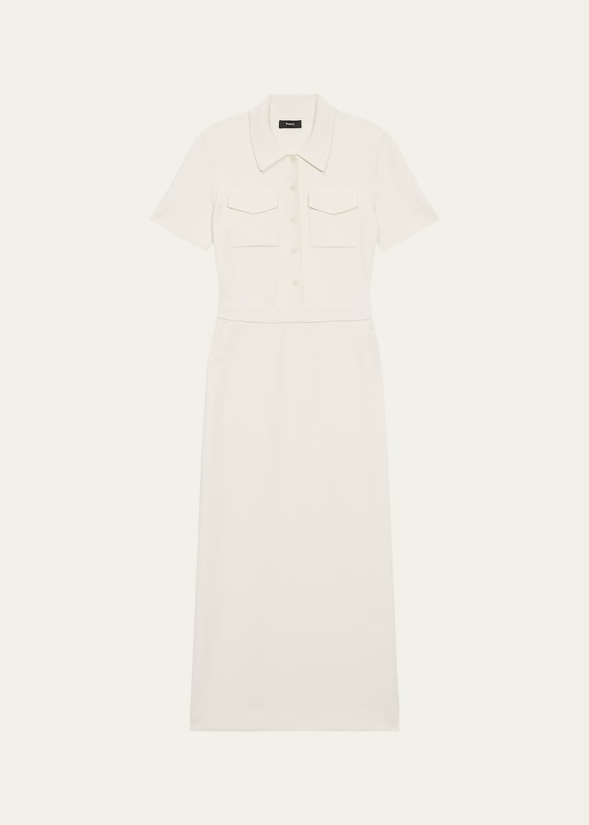 Theory Admiral Crepe Short-Sleeve Utility Midi Dress