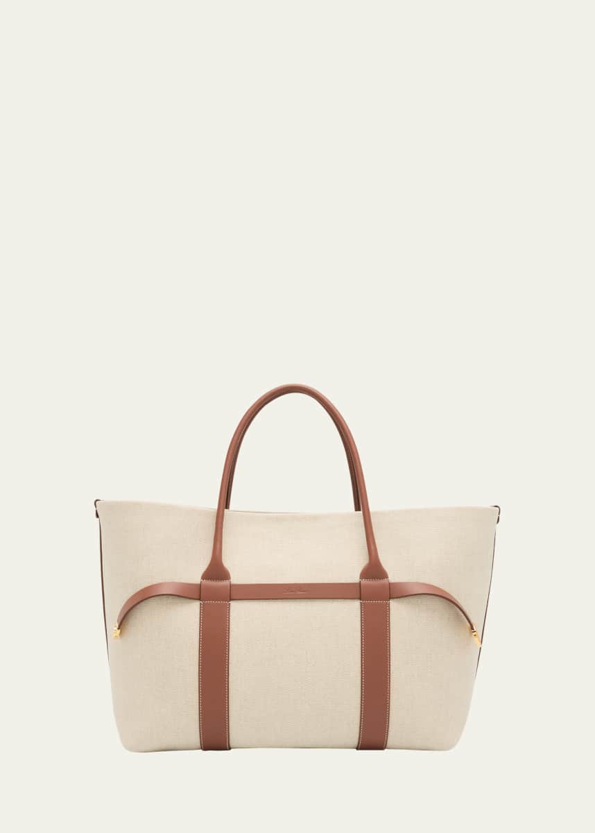 Loro Piana Ghiera Large Canvas Shopper Tote Bag