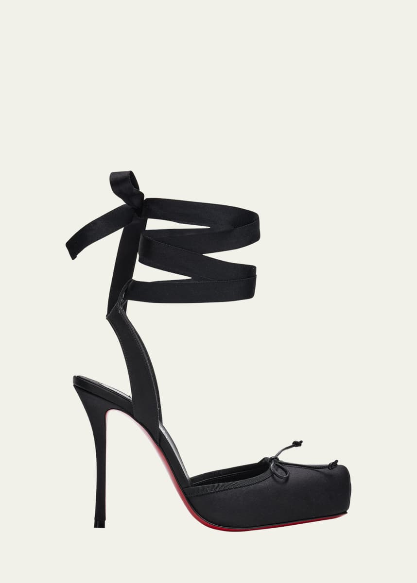 Christian Louboutin Cassia Silk Ankle-Tie Red Sole Pumps