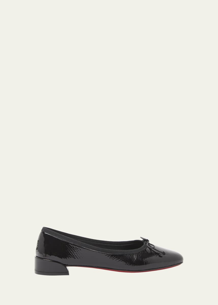Christian Louboutin Sweetie Jane Patent Bow Red Sole Ballerina Flats