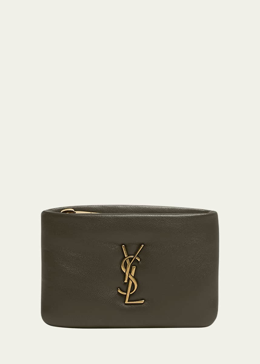 Saint Laurent YSL Zip Card Holder in Plonge Leather