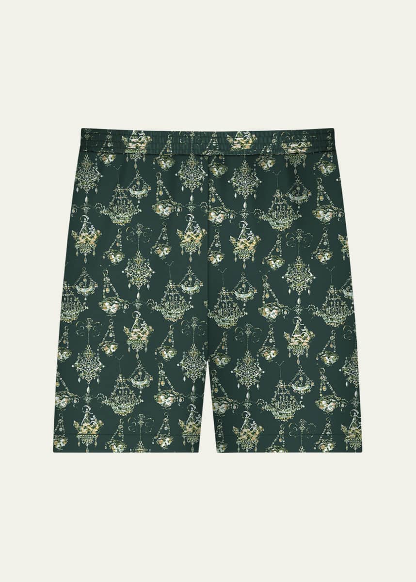 Givenchy Men's Silk Chandelier-Print Shorts
