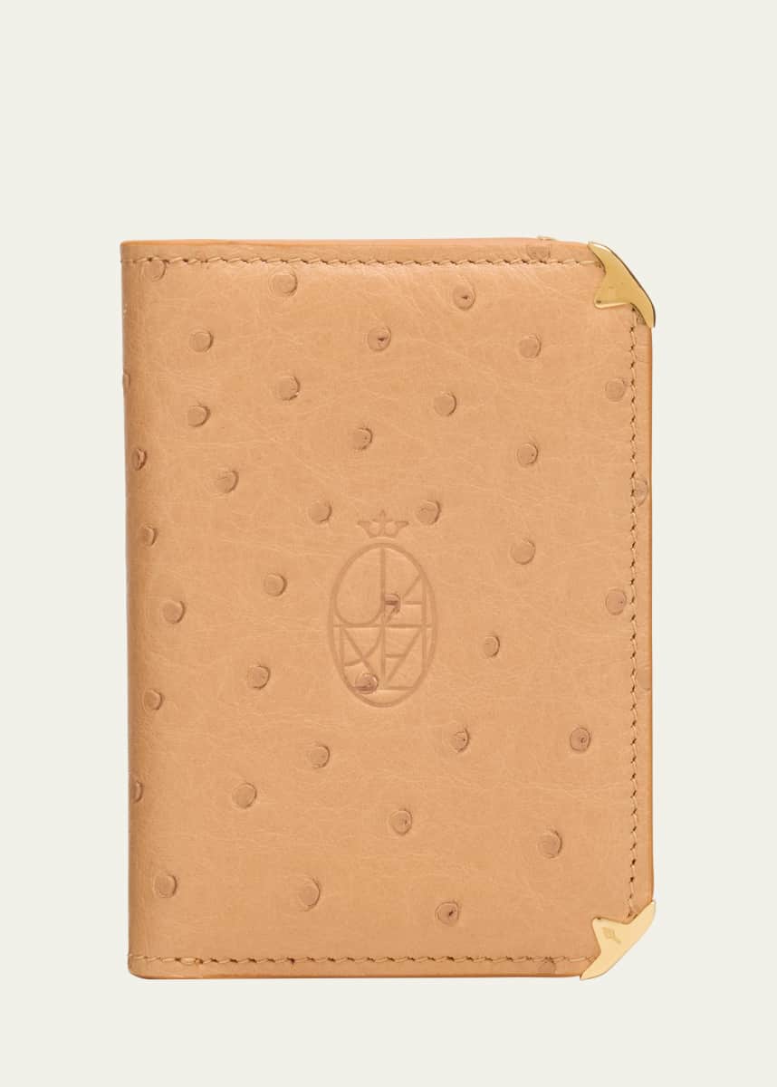 Jacques Marie Mage Men's Elston Ostrich Trifold Wallet