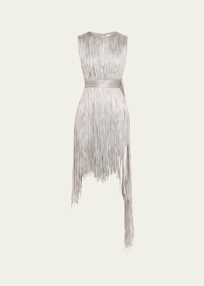 AREA Metallic Fringe Mini Dress