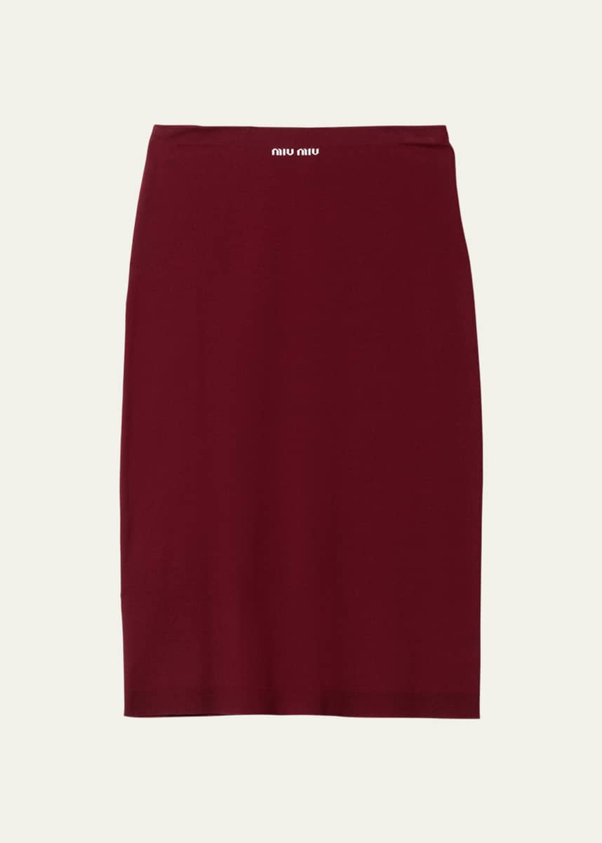 Miu Miu Intarsia Logo Midi Tube Skirt