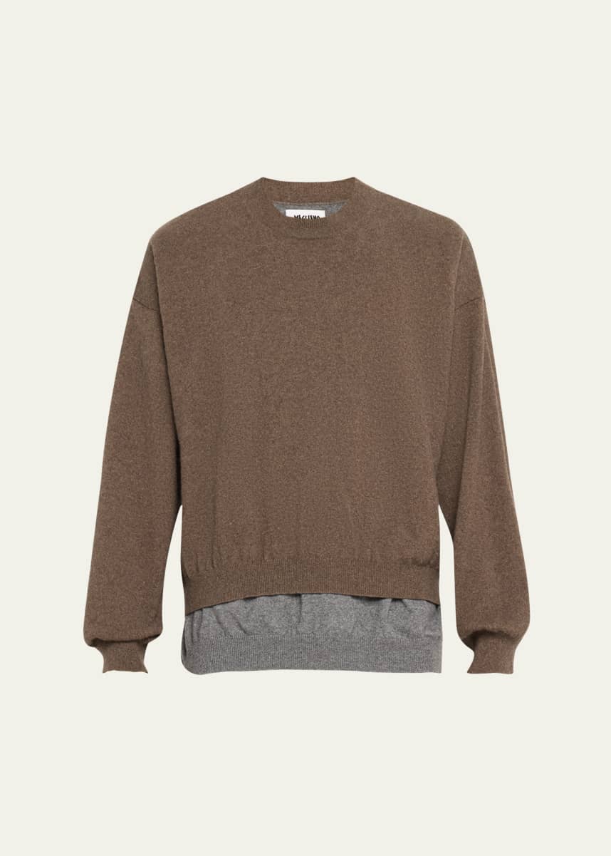 Magliano Men's Double-Layer Cashmere-Blend Sweater