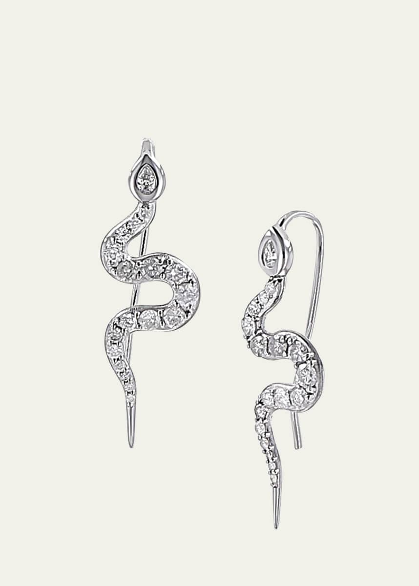 Sheryl Lowe Silver Diamond Snake Earrings